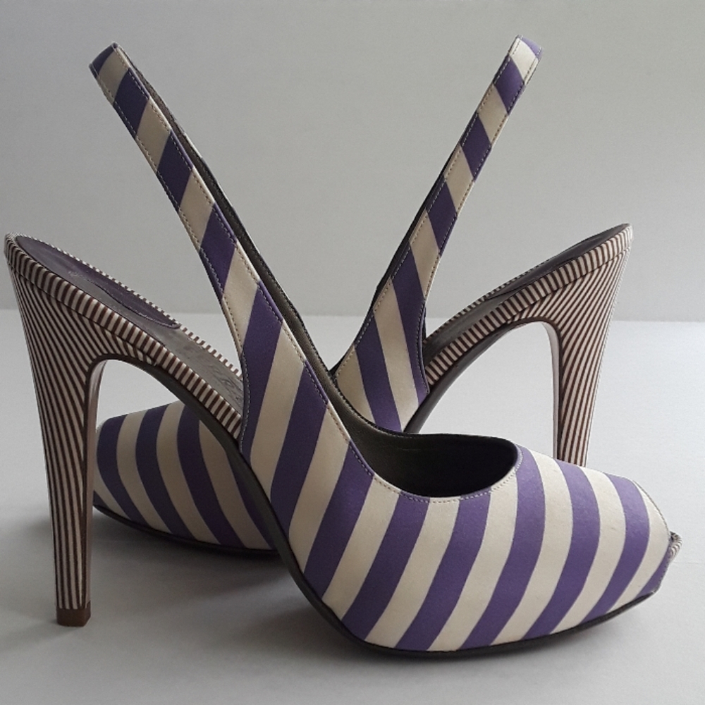 Salvatore Ferragamo purple sling back heels